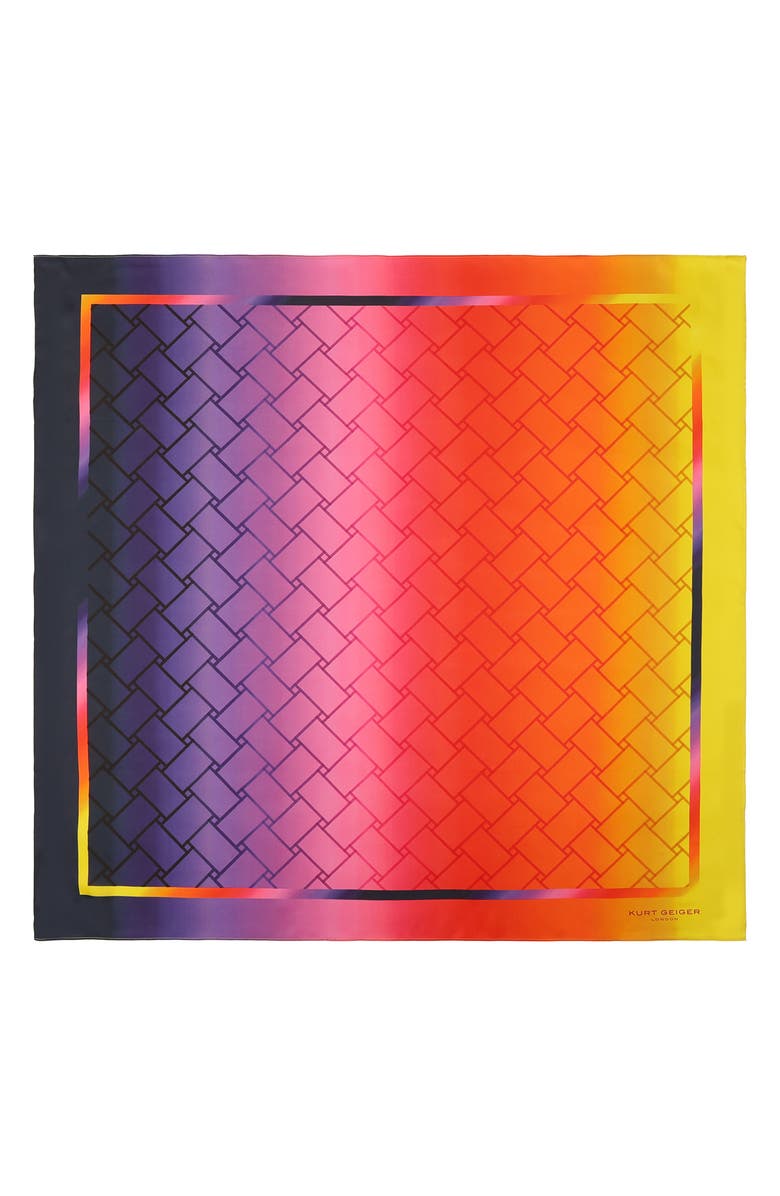 Kurt Geiger London Ombré Print Silk Square Scarf, Alternate, color, Classic Rainbow