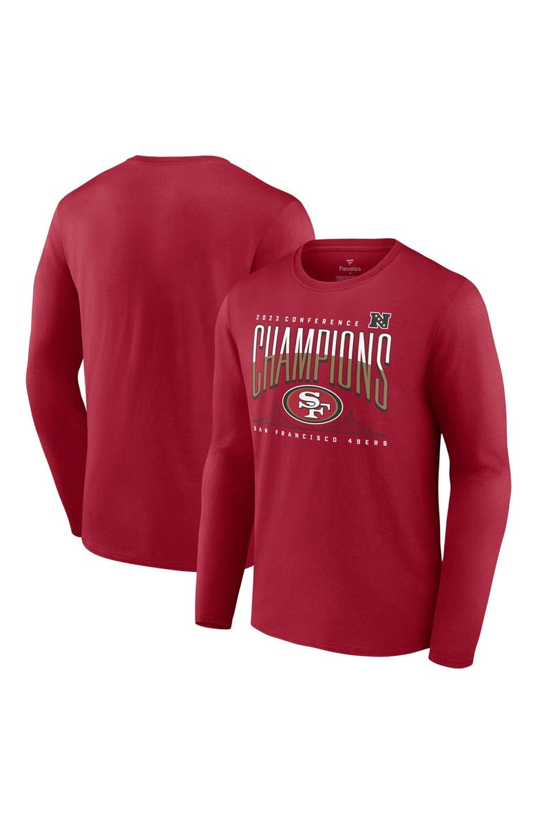 FANATICS Men's Fanatics Branded Scarlet San Francisco 49ers 2023 NFC Champions Hometown Not Done Long Sleeve T-Shirt, Main, color, 