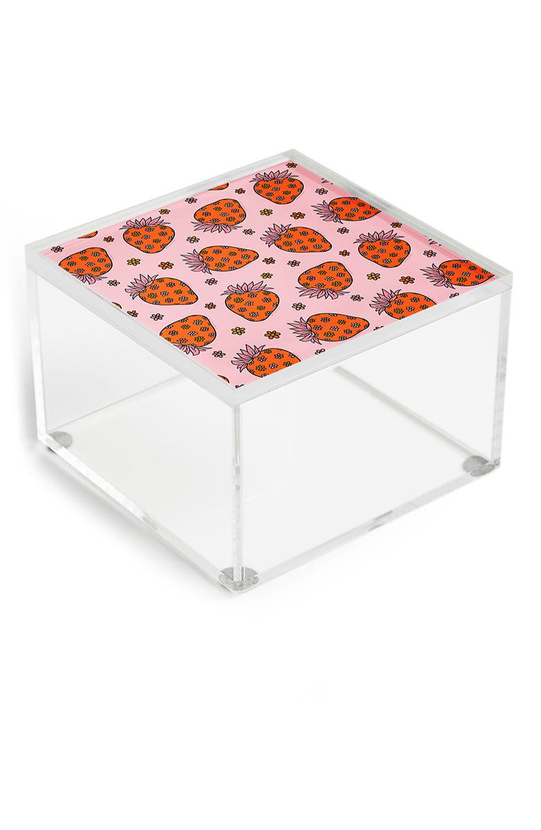 Deny Designs Doodle by Meg Flower Strawberry Acrylic Box, Main, color, 