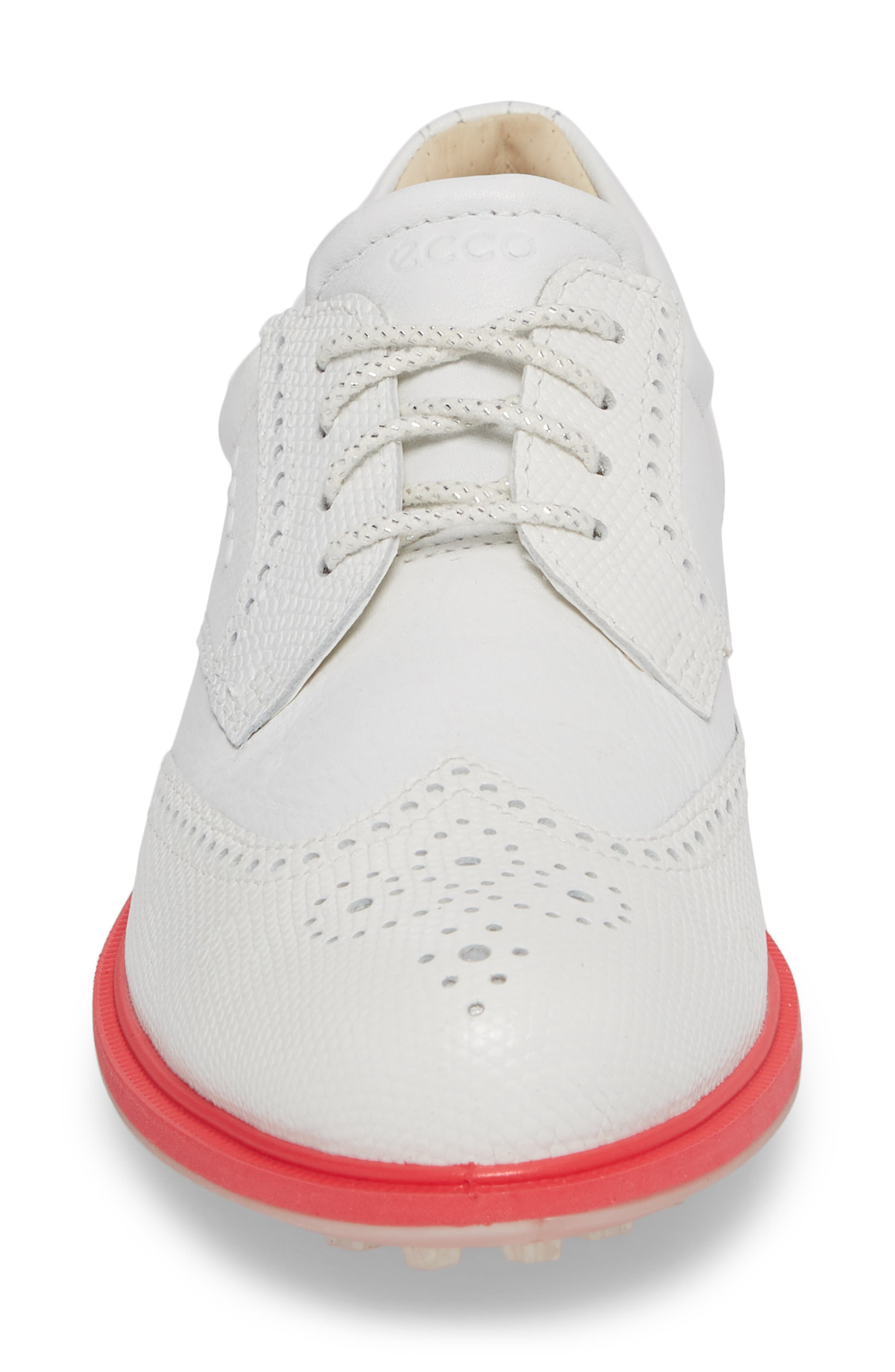 'Tour' Hybrid Wingtip Golf Shoe, Alternate, color, WHITE LEATHER/ RED