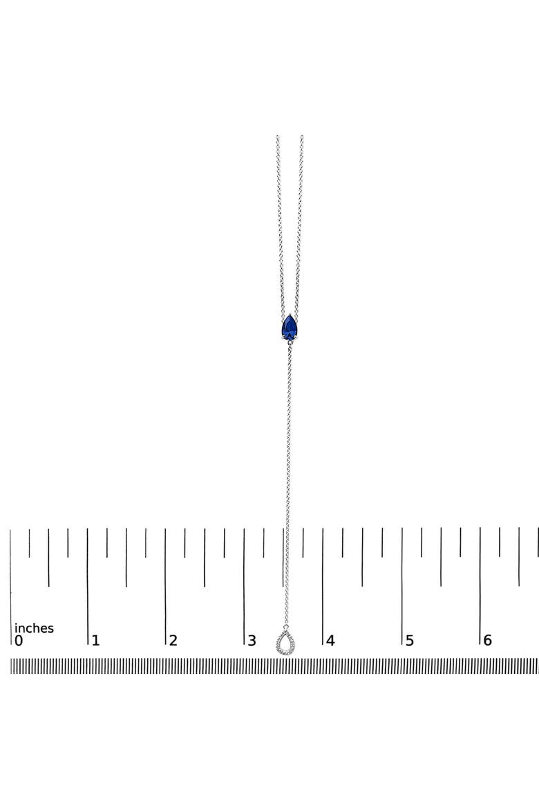 Sterling Silver Created Blue Sapphire and Diamond Accent Y Necklace, Alternate, color, Silver