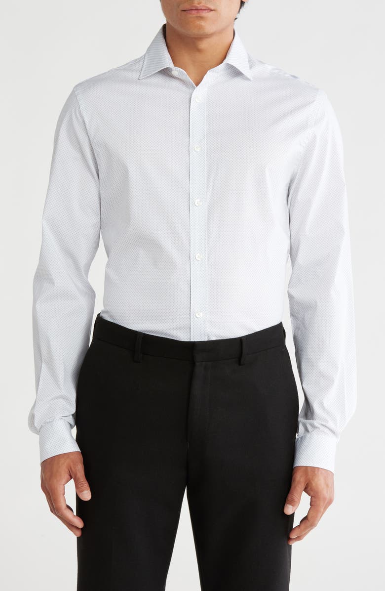 Michael Kors Quick Wicking Slim Fit Dress Shirt, Main, color, Silver