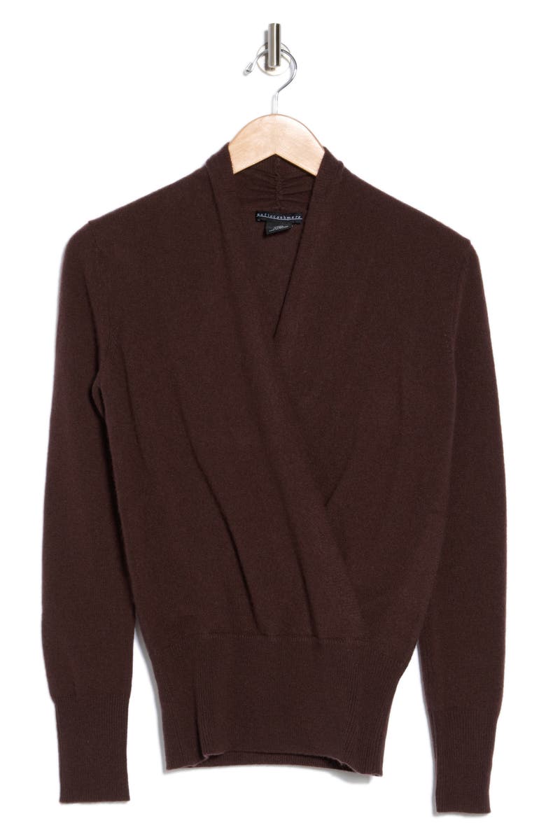 Sofia Cashmere Cashmere Faux Wrap Sweater, Alternate, color, Dark Brown