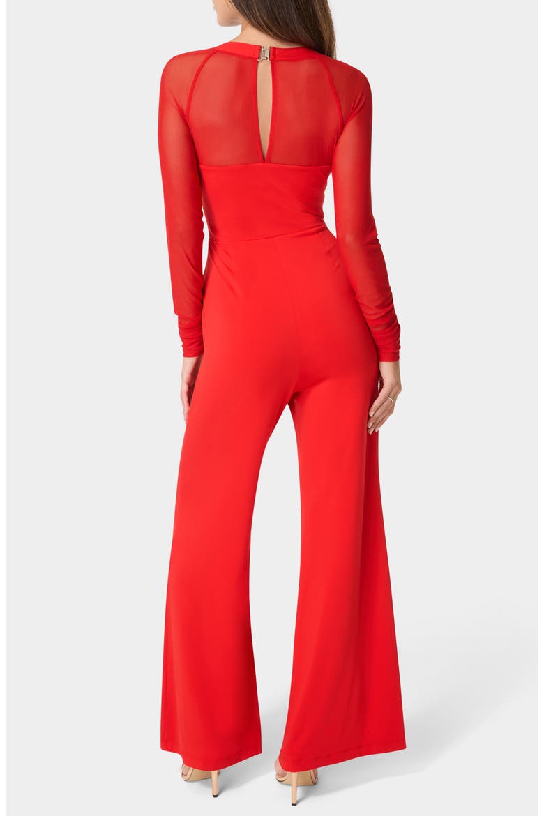 Mesh Long Sleeve Jumpsuit, Alternate, color, RED