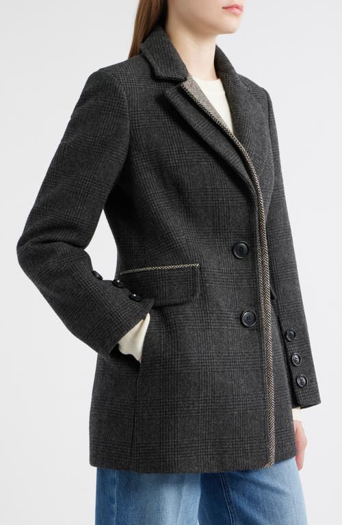 Sam Edelman Houndstooth Layered Wool Blend Coat In Black