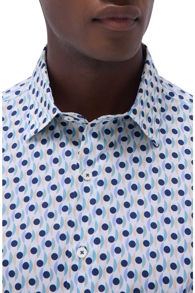 Orson Dot Print Short Sleeve Stretch Cotton Button-Up Shirt, Alternate, color, MINT