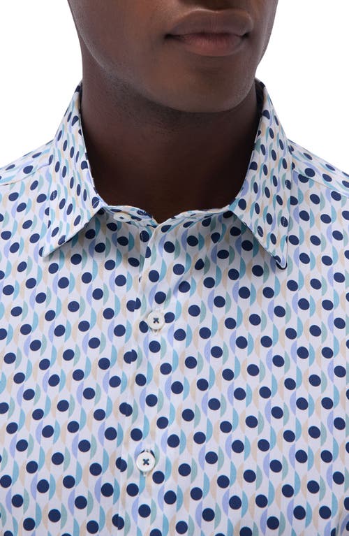 Bugatchi Orson Dot Print Short Sleeve Stretch Cotton Button-up Shirt In Mint