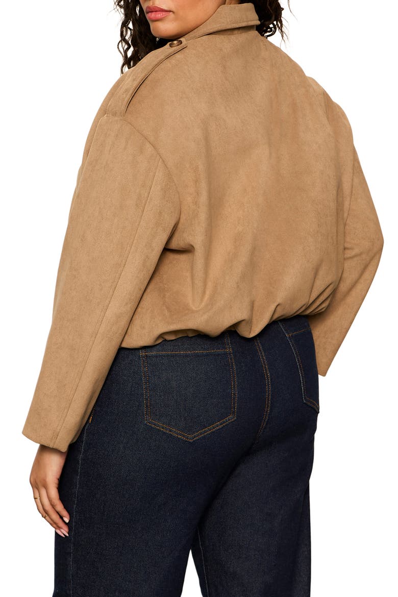Takeoff Faux Suede Jacket, Alternate, color, ALMOND