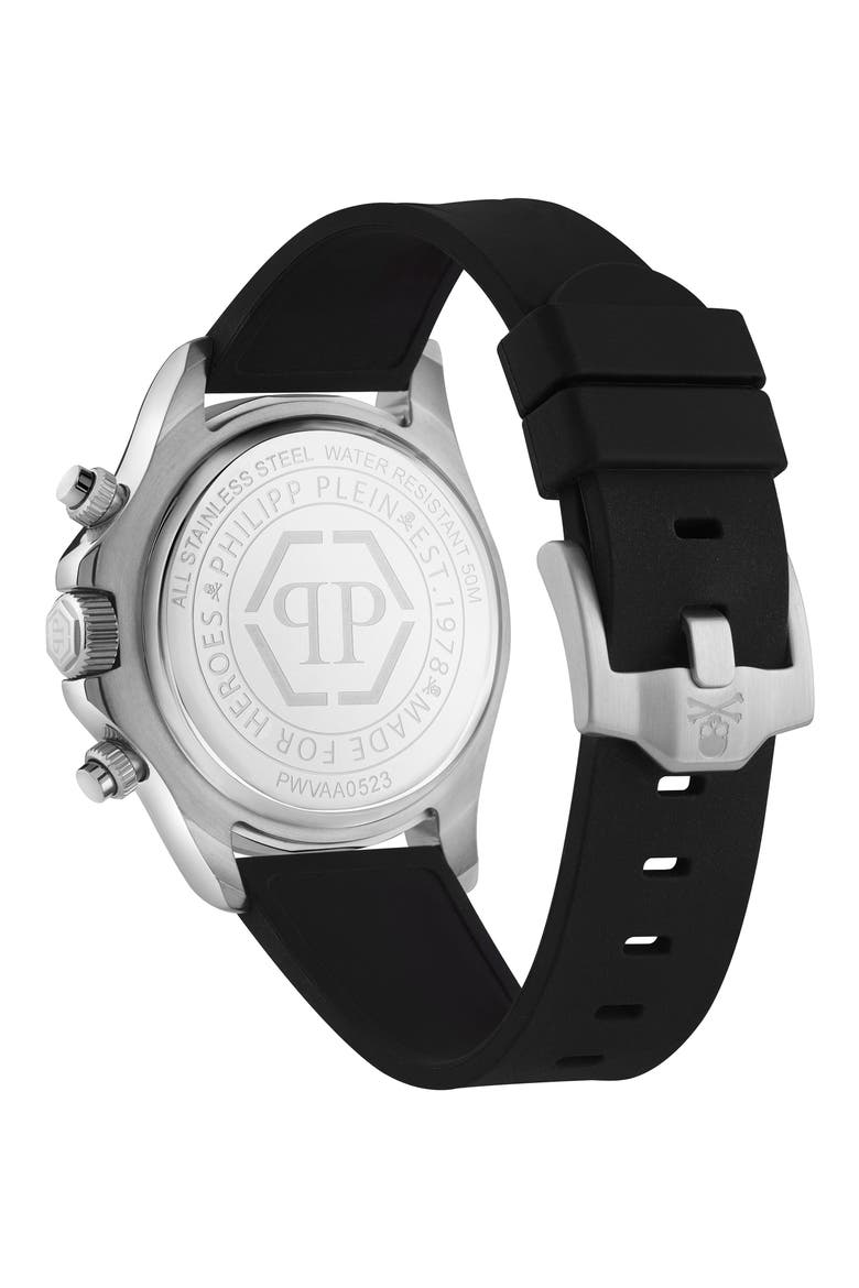 Nobile Racing Silicone Strap Chronograph Watch, 43mm, Alternate, color, STAINLESS STEEL