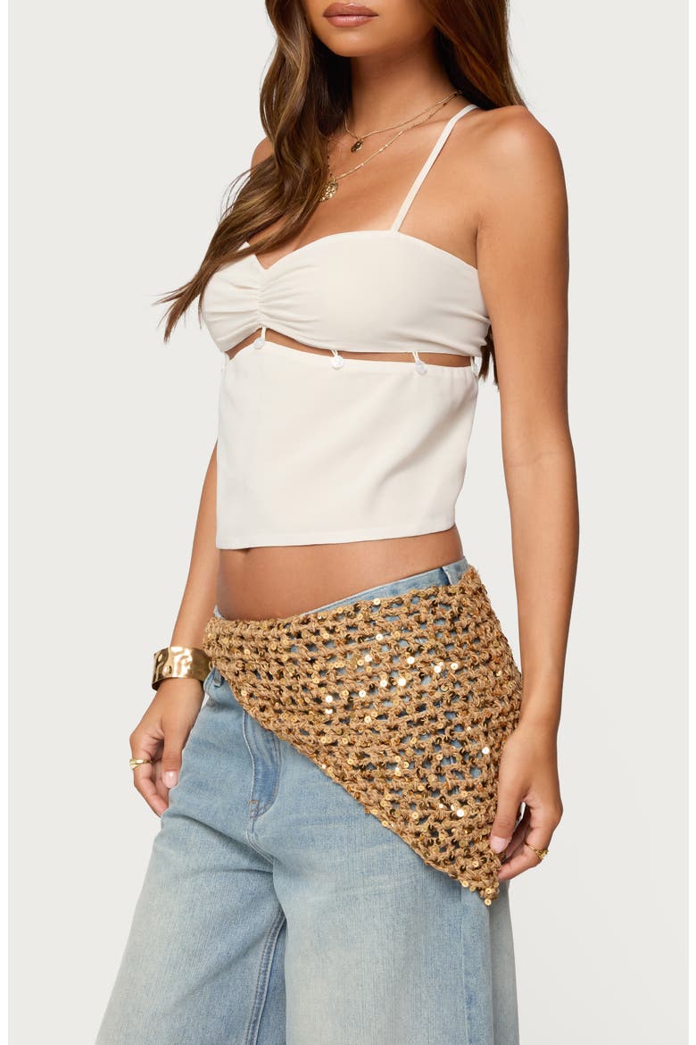 Ebba Cutout Chiffon Top, Alternate, color, CREAM