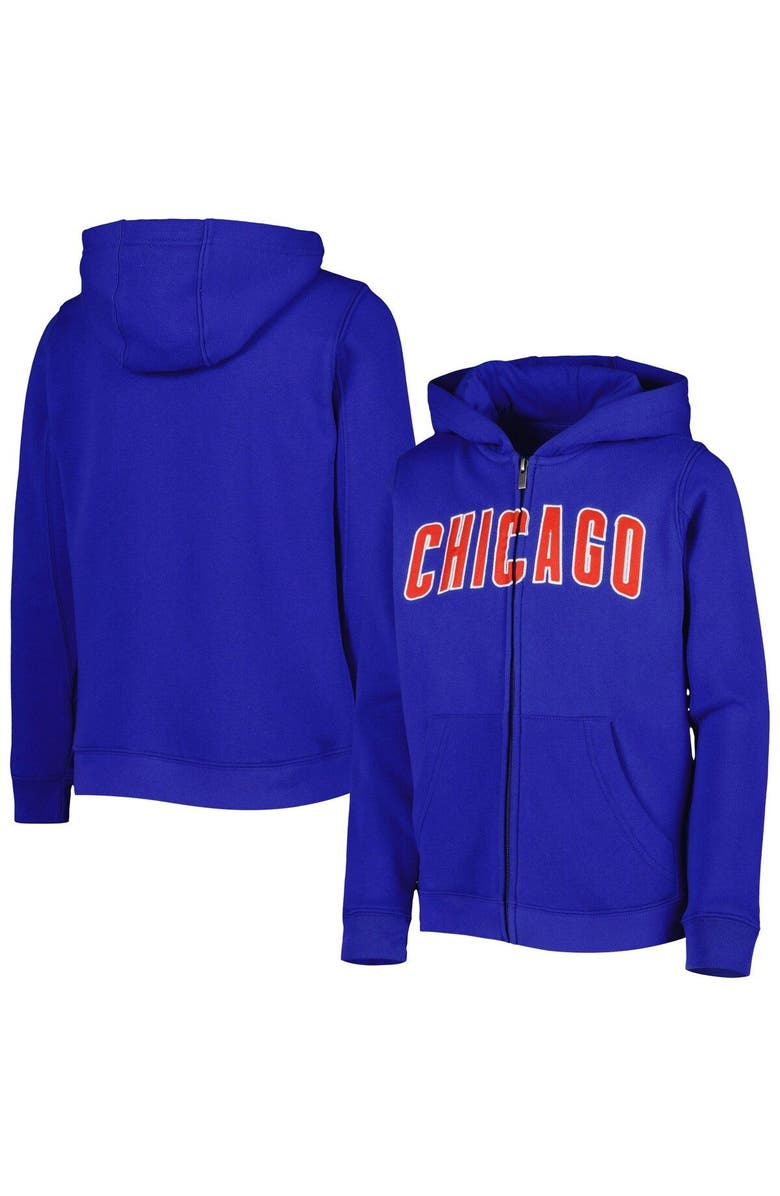 Outerstuff Youth Royal Chicago Cubs Wordmark Full-Zip Fleece Hoodie, Main, color, Royal