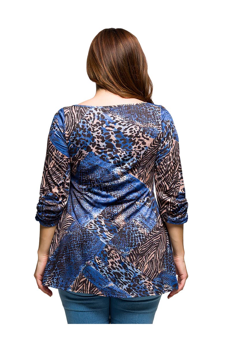 24seven Comfort Apparel Curvy Essential Three Quarter Sleeve Tunic Top, Alternate, color, 