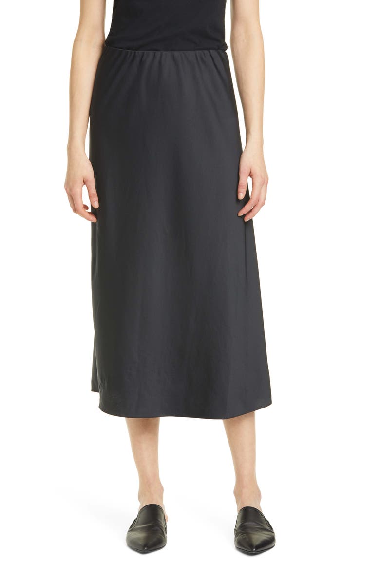 Jenni Kayne Grosgrain Waist Stretch Satin Slip Skirt, Main, color,