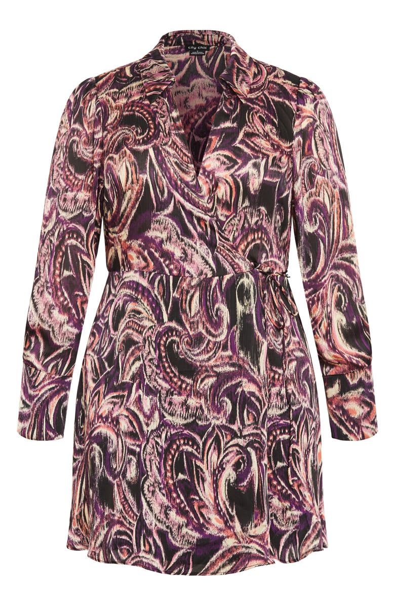 City Chic Zelda Print Long Sleeve Wrap Dress, Alternate, color, Vintage Paisley