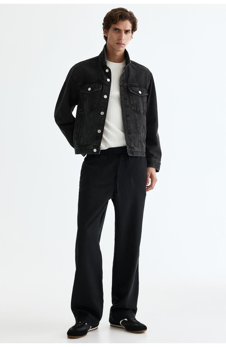 H&M Relaxed-fit linen-blend pants, Main, color, Black