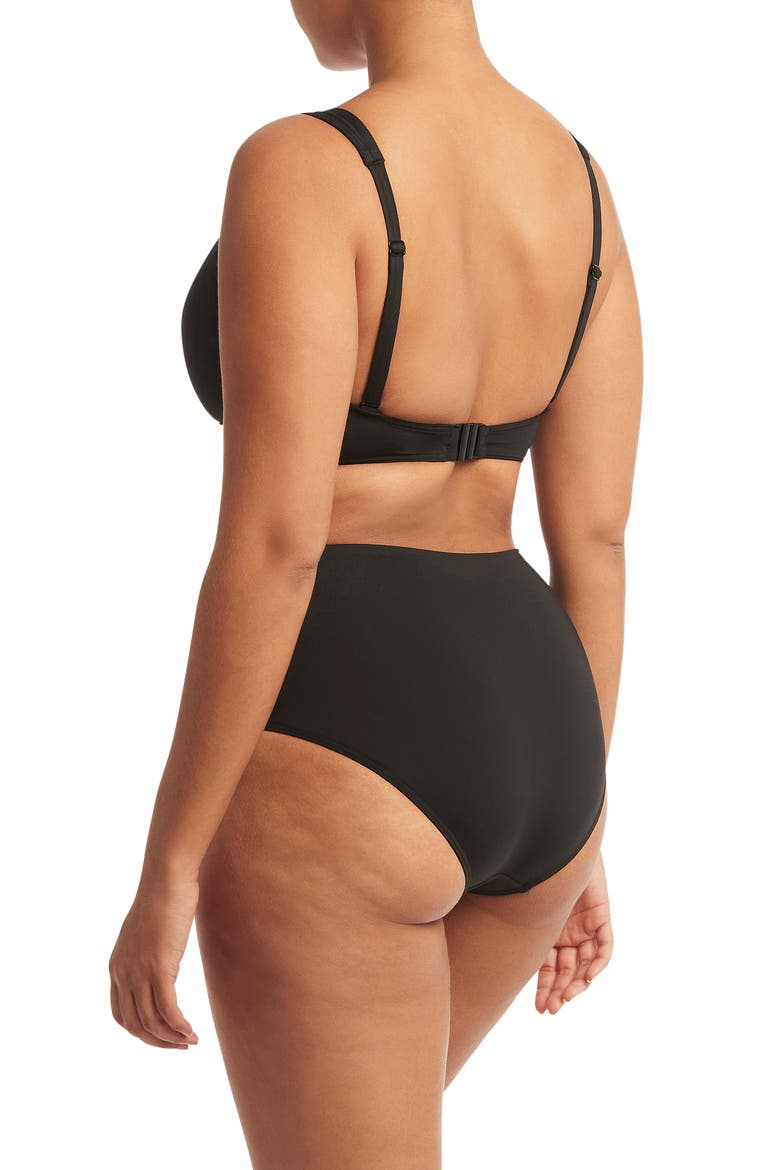 Cross Front Multifit Bikini Top, Alternate, color, BLACK