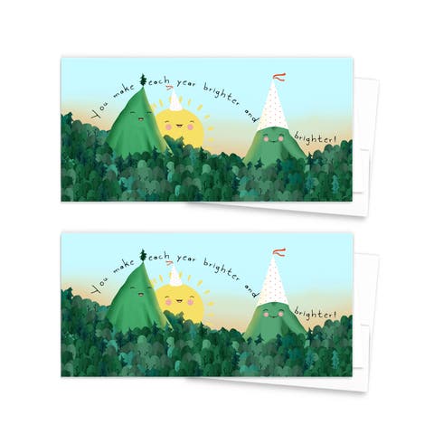 2ct Birthday Mountains Long Greeting Card Pack