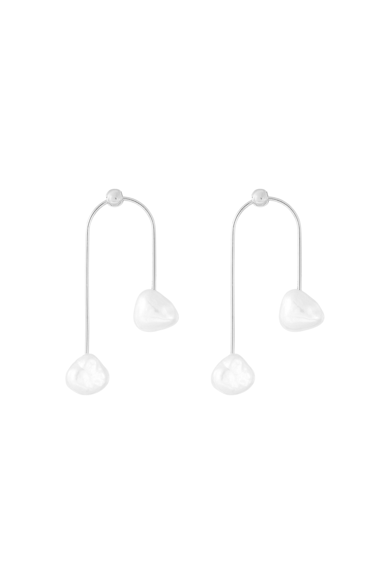 18k Gold Plated Sterling Silver Mia Cultured Pearl Earrings Gift Idea, Main, color, Silver