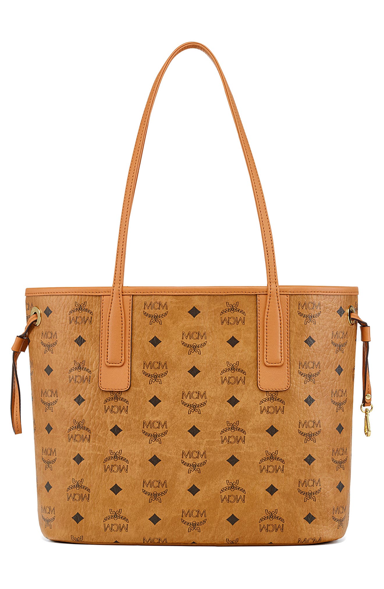Small Reversible Liz Shopper in Visetos, Alternate, color, COGNAC