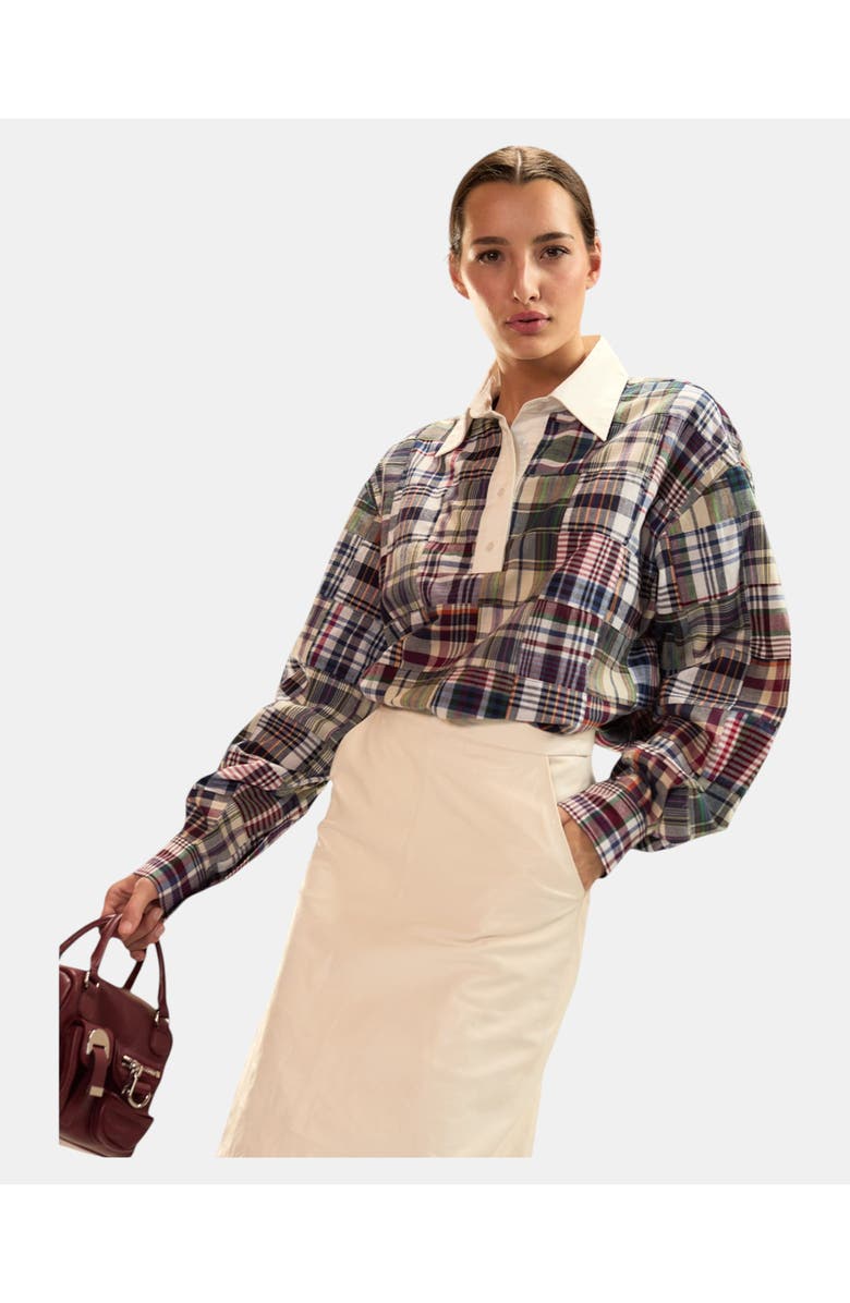 Cynthia Rowley Marisol Madras Rugby Shirt, Alternate, color, 