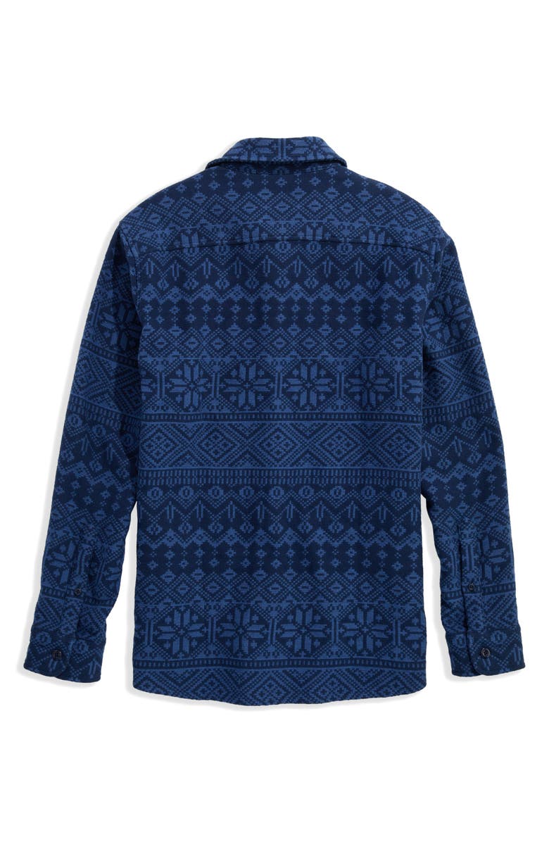 vineyard vines Snowflake Fair Isle Midweight Cotton Flannel Button-Up Overshirt, Alternate, color, Moonshine