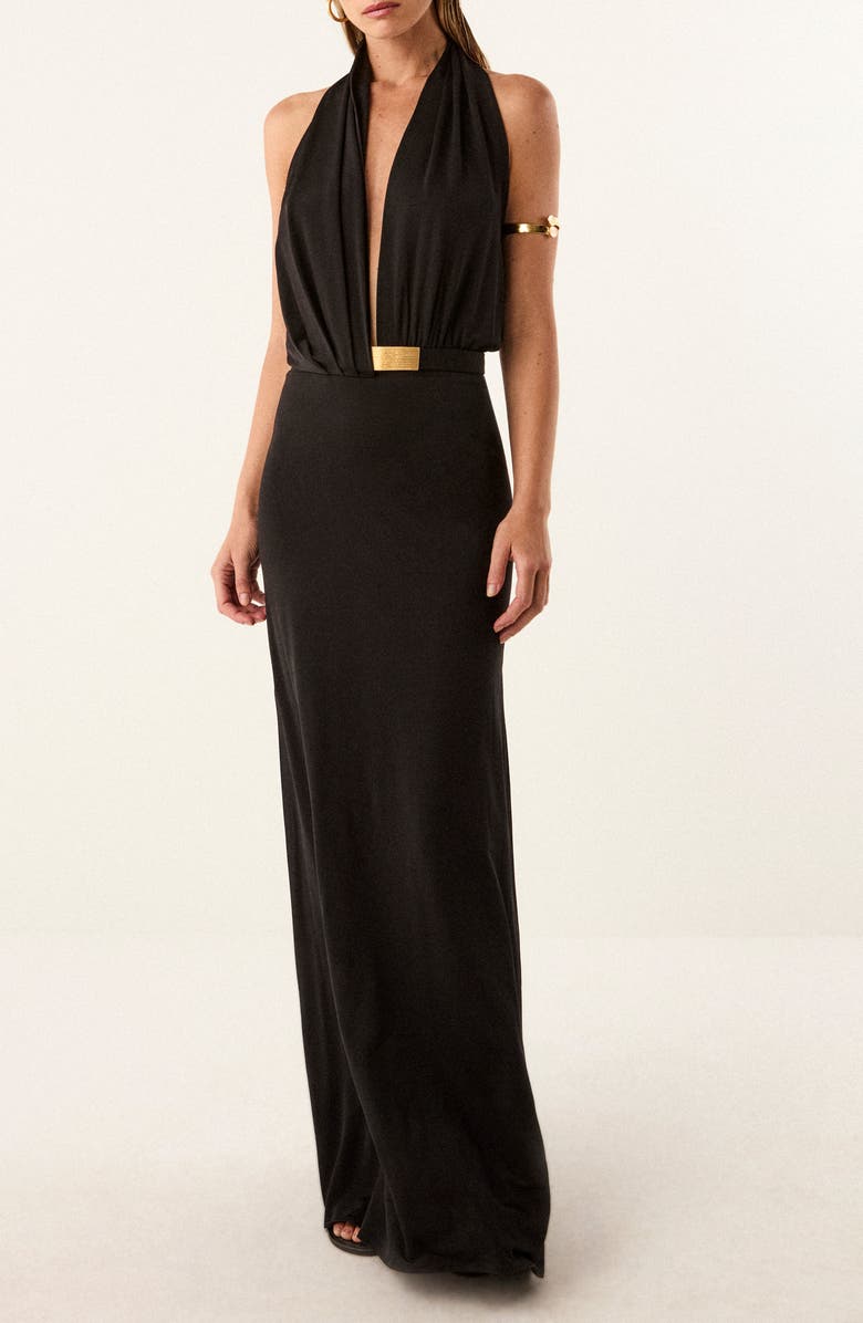 ViX Paula Hermanny Rosana Sleeveless Maxi Cover-Up Dress, Main, color, Black