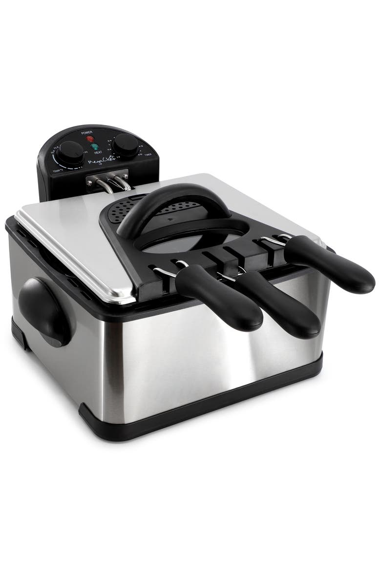 4.23 Quart Stainless Steel Electric Deep Fryer with Timer, Alternate, color, Grey
