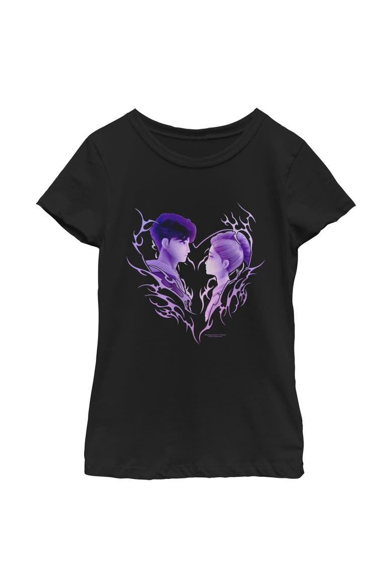 Girls' Jinu and Rumi Love Graphic Short Sleeve T-Shirt, Main, color, Black