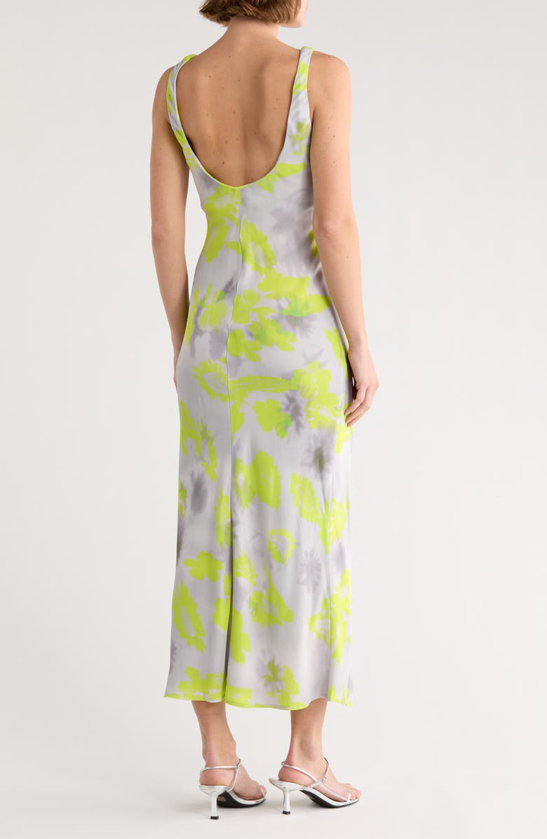 Topshop Print Satin Slipdress, Alternate, color, Grey Multi