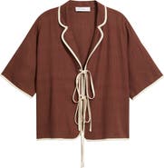 Petal & Pup Dalton Tie Front Cotton & Linen Shirt