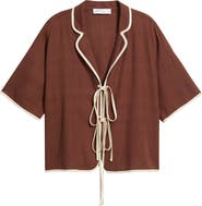 Petal & Pup Dalton Tie Front Cotton & Linen Shirt