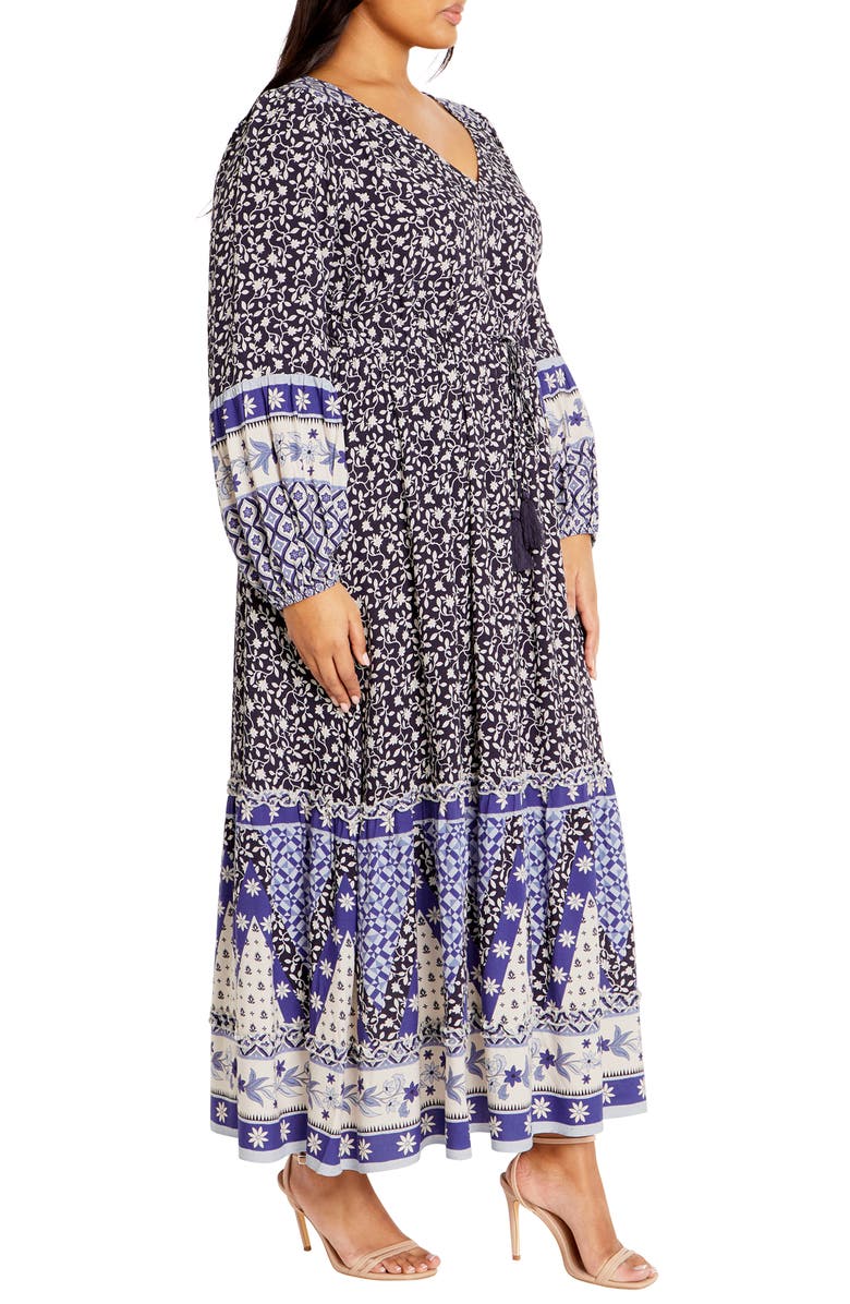 City Chic Faith Border Print Long Sleeve Maxi Dress, Alternate, color, Eternal Border