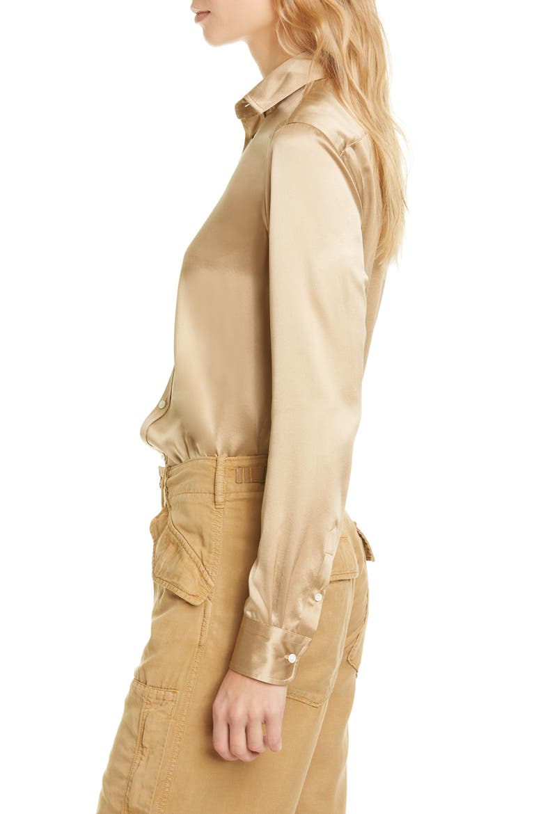 Silk Charmeuse Blouse, Alternate, color, MONTANA KHAKI