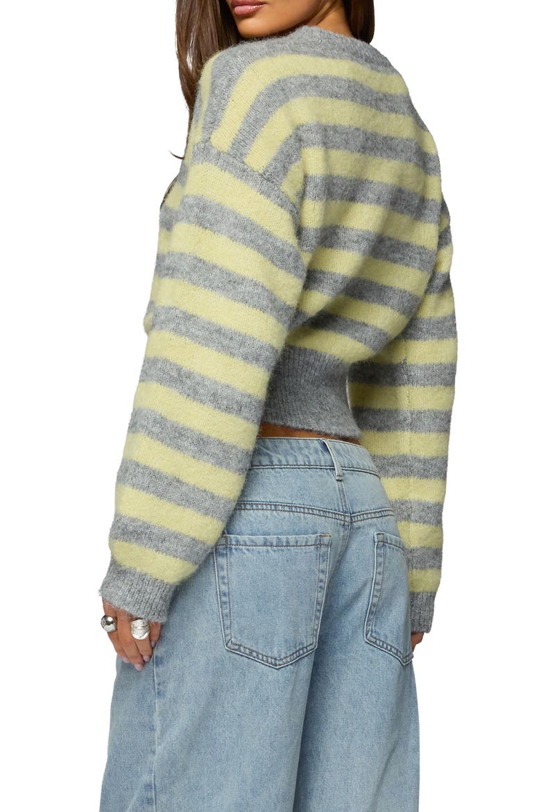 Penelope Stripe Crop Sweater, Alternate, color, GRAY-AND-YELLOW