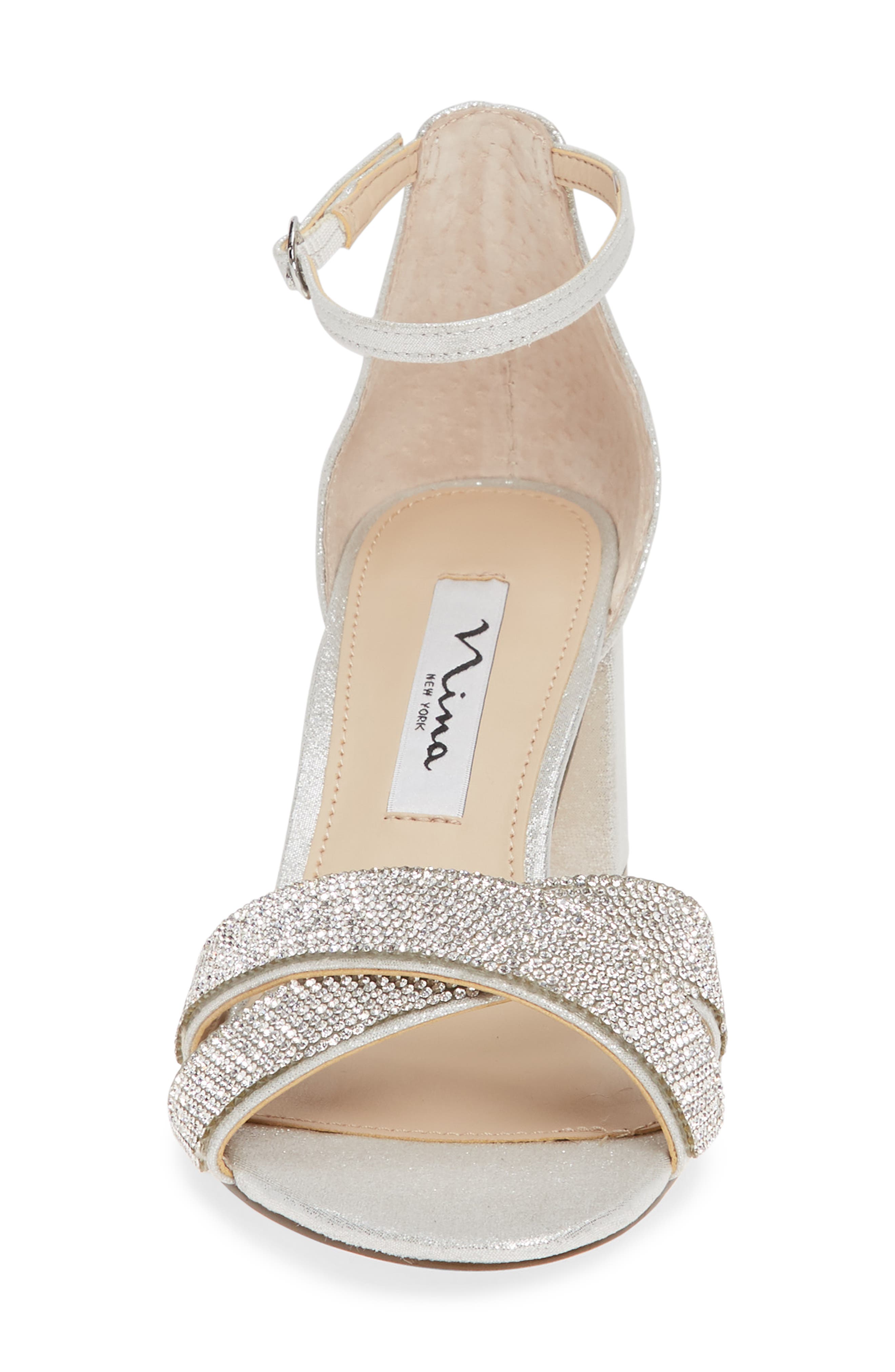 Nolita Crystal Ankle Strap Sandal, Alternate, color, SILVER FABRIC