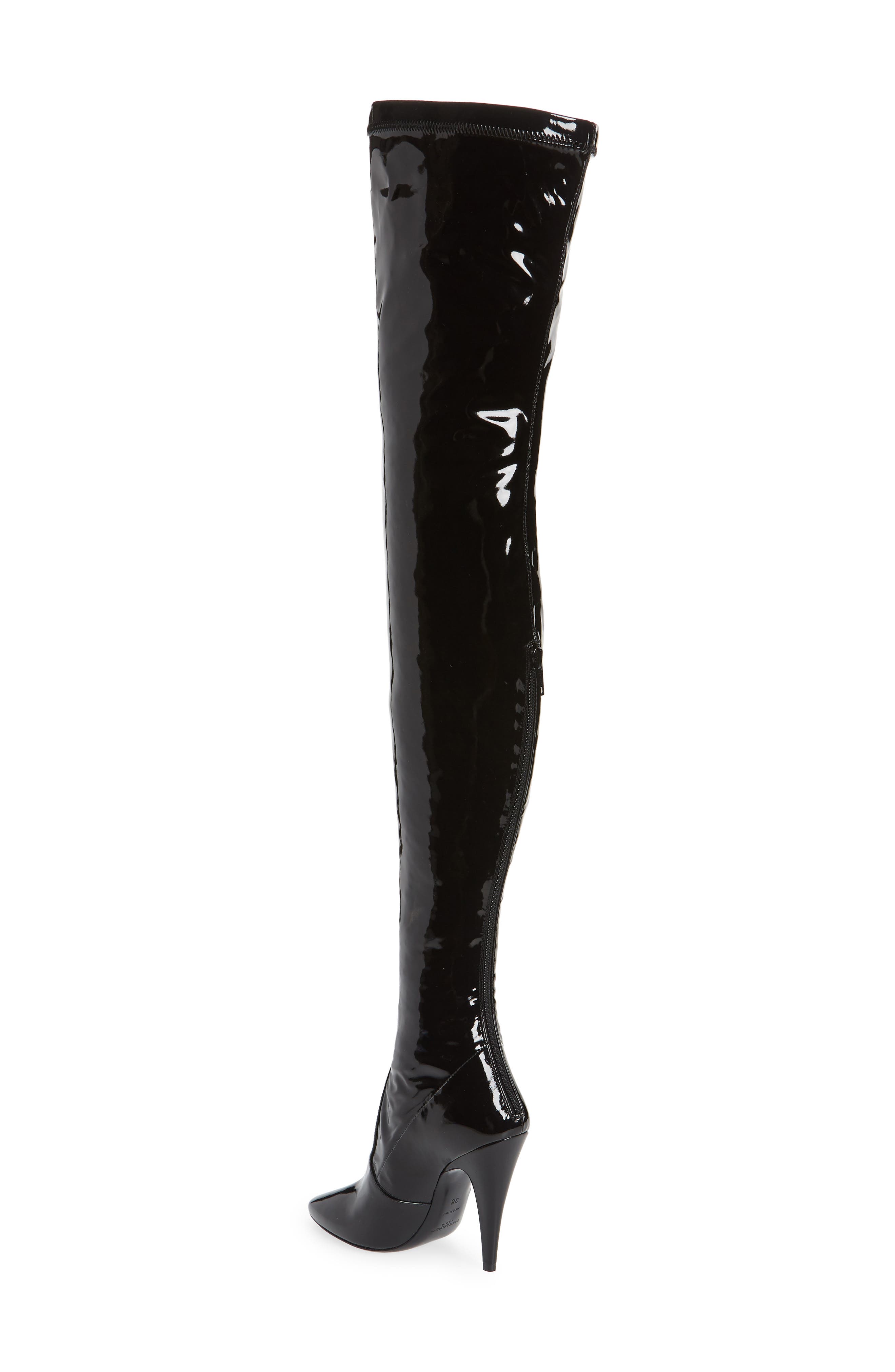 Saint Laurent Aylah Pointed Toe Thigh High Boot, Alternate, color, 