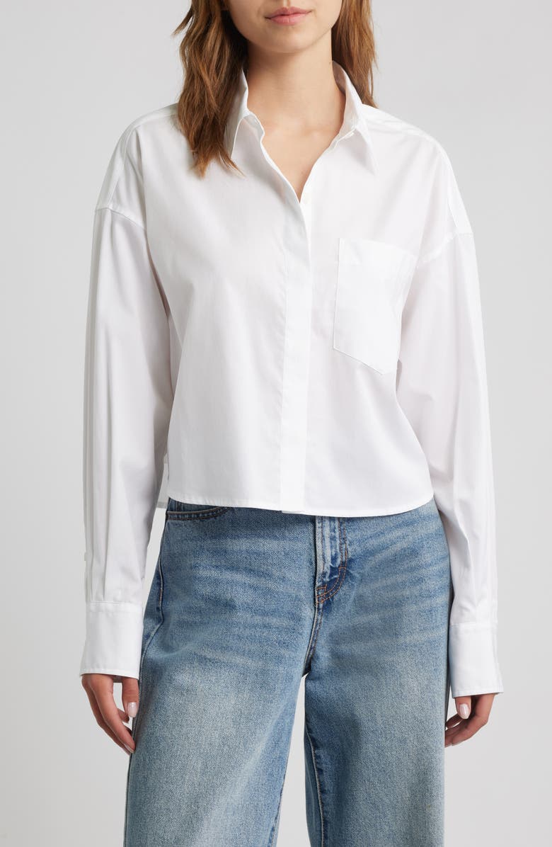 rag & bone Marin Cotton Crop Button-Up Shirt, Main, color, White