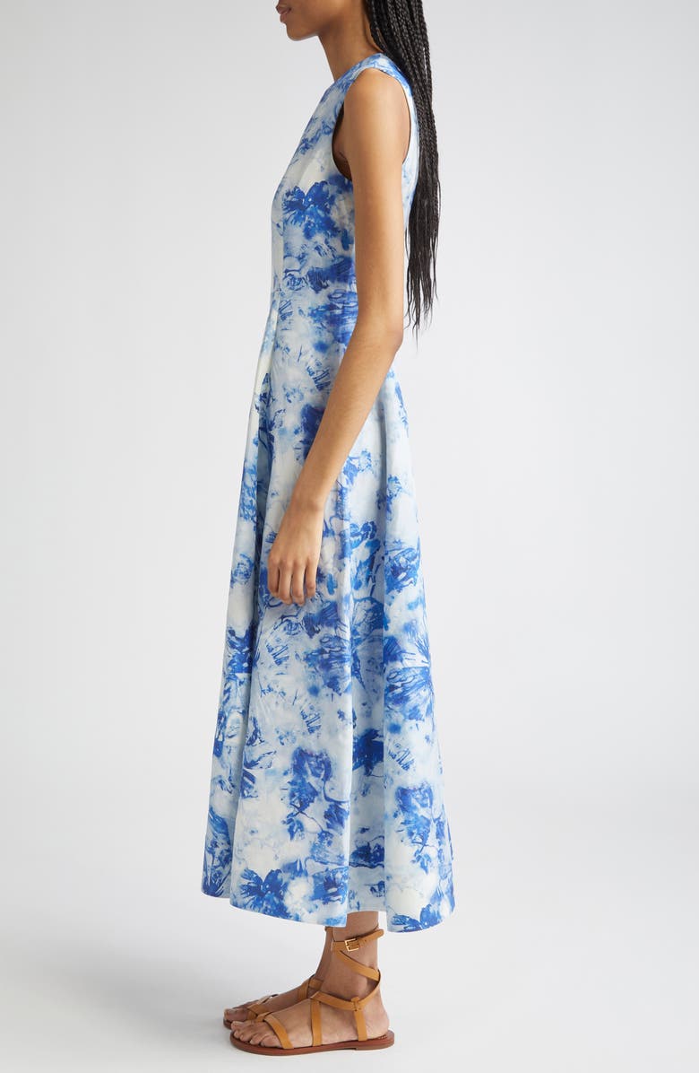 Lafayette 148 New York Floral Sleeveless Silk & Linen Fit & Flare Dress, Alternate, color, 