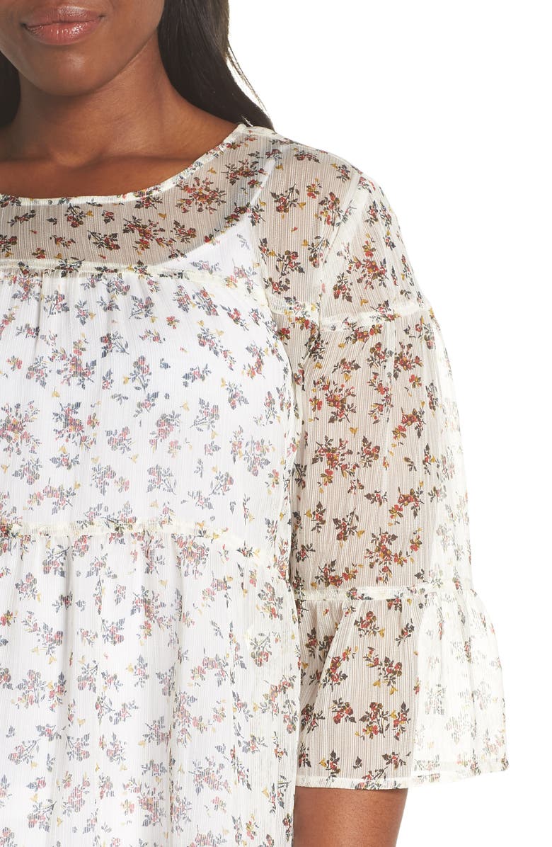 Vince Camuto Ditsy Manor Tiered Ruffle Blouse, Alternate, color,