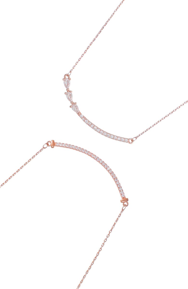 Adornia Set of 2 Crystal Curved Bar Necklaces, Main, color, Pink