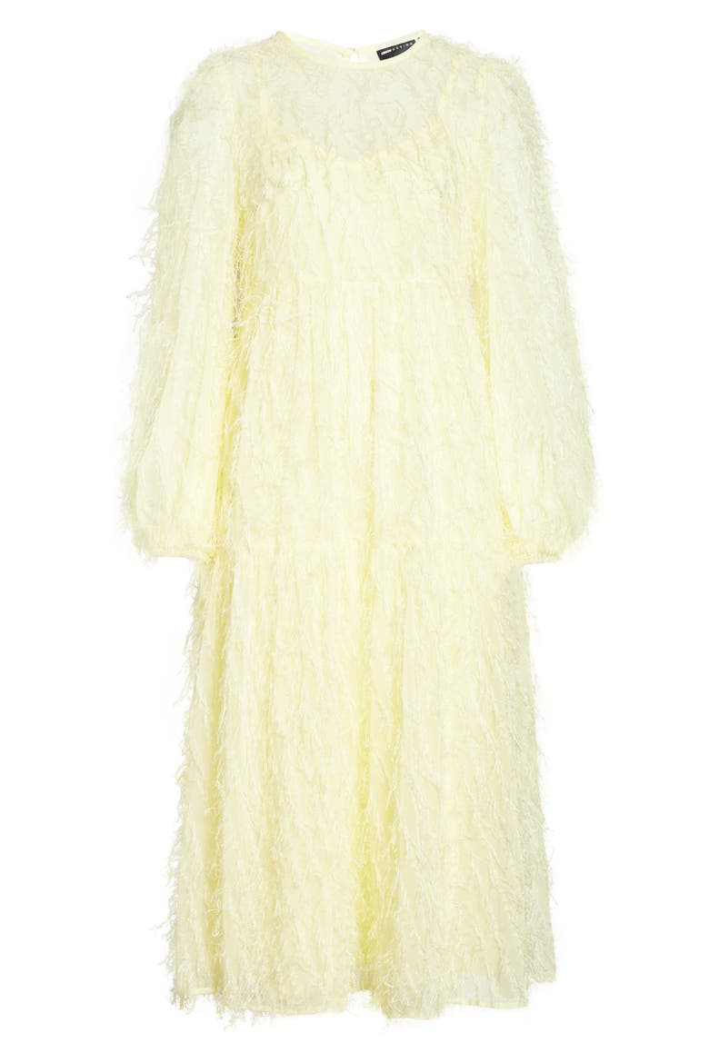 Long Sleeve Tiered Midi Dress, Main, color, YELLOW