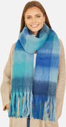 Yumi Check Soft Tassel Scarf