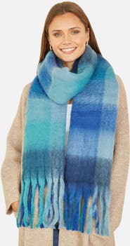 Yumi Check Soft Tassel Scarf