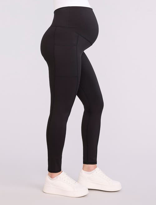 Motherhood Maternity Over The Belly Side Pocket Active Maternity Leggings In Black
