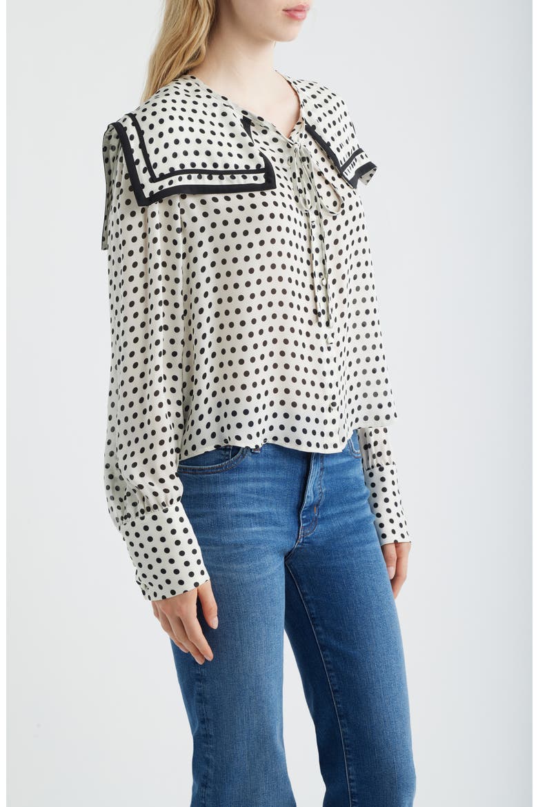 The Polka Dot Fleet Silk Top, Alternate, color, CREAM MULTI