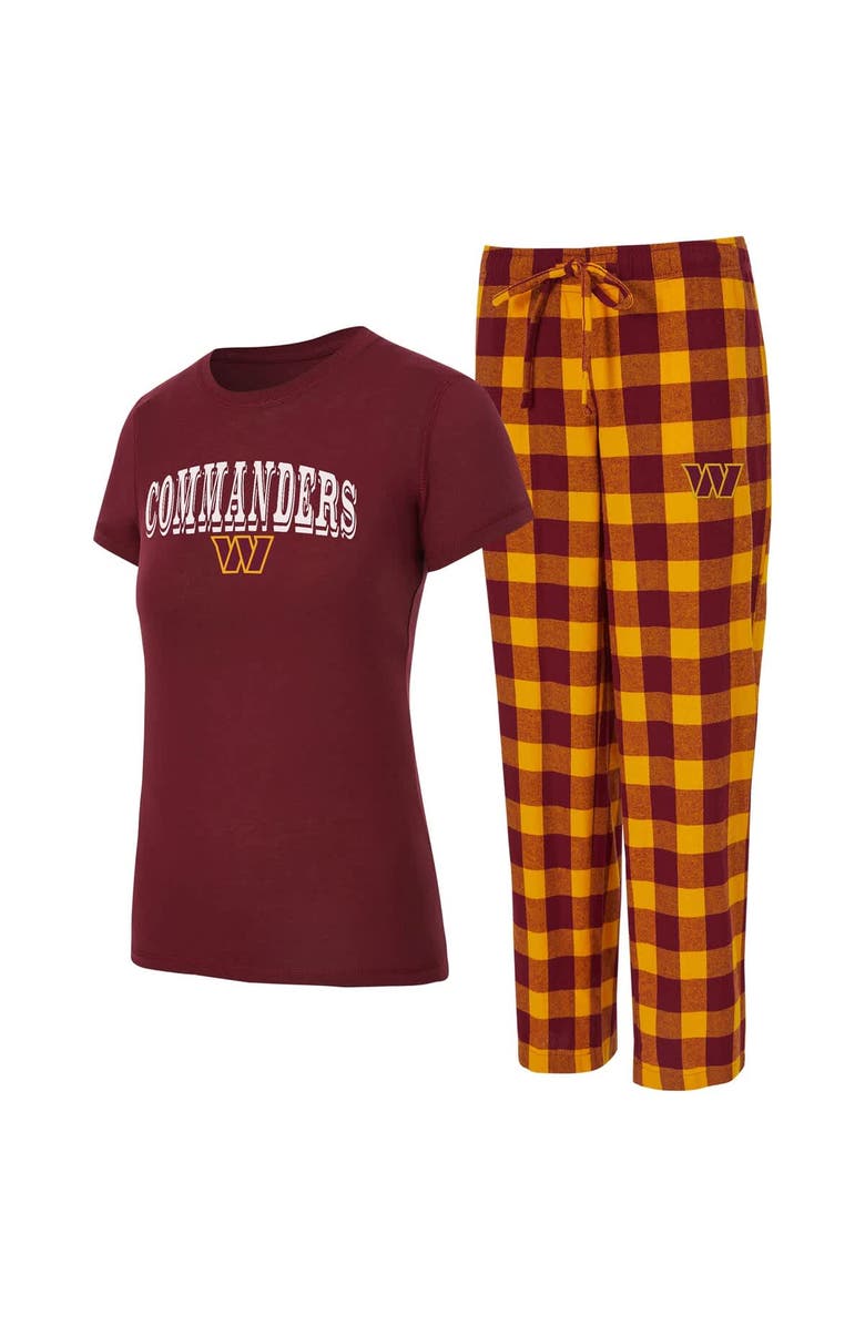 CONCEPTS SPORT Women's Concepts Sport Burgundy/Gold Washington Commanders Avondale T-Shirt & Pants Flannel PJ Set, Main, color, Burgundy