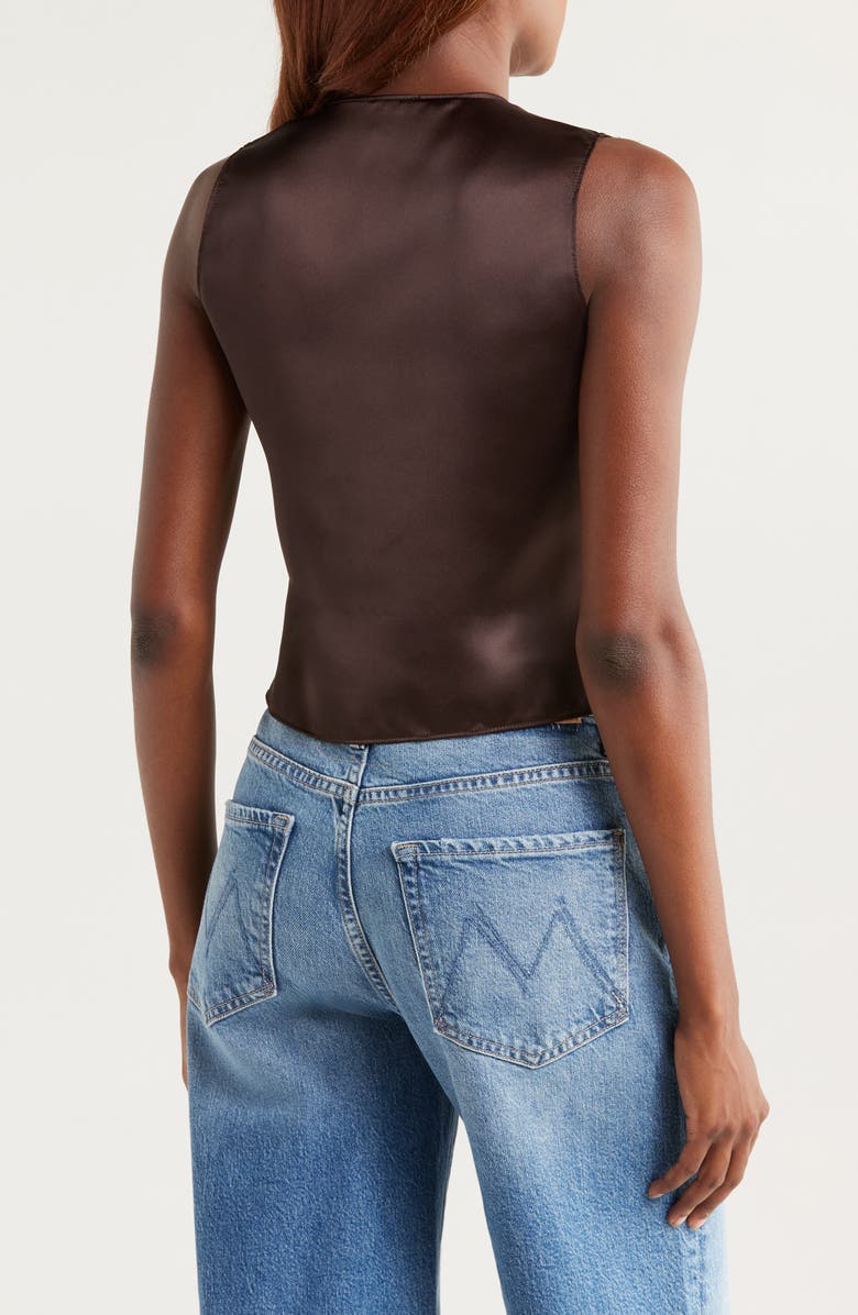 NASTY GAL Tie Front Satin Vest, Alternate, color, Chocolate