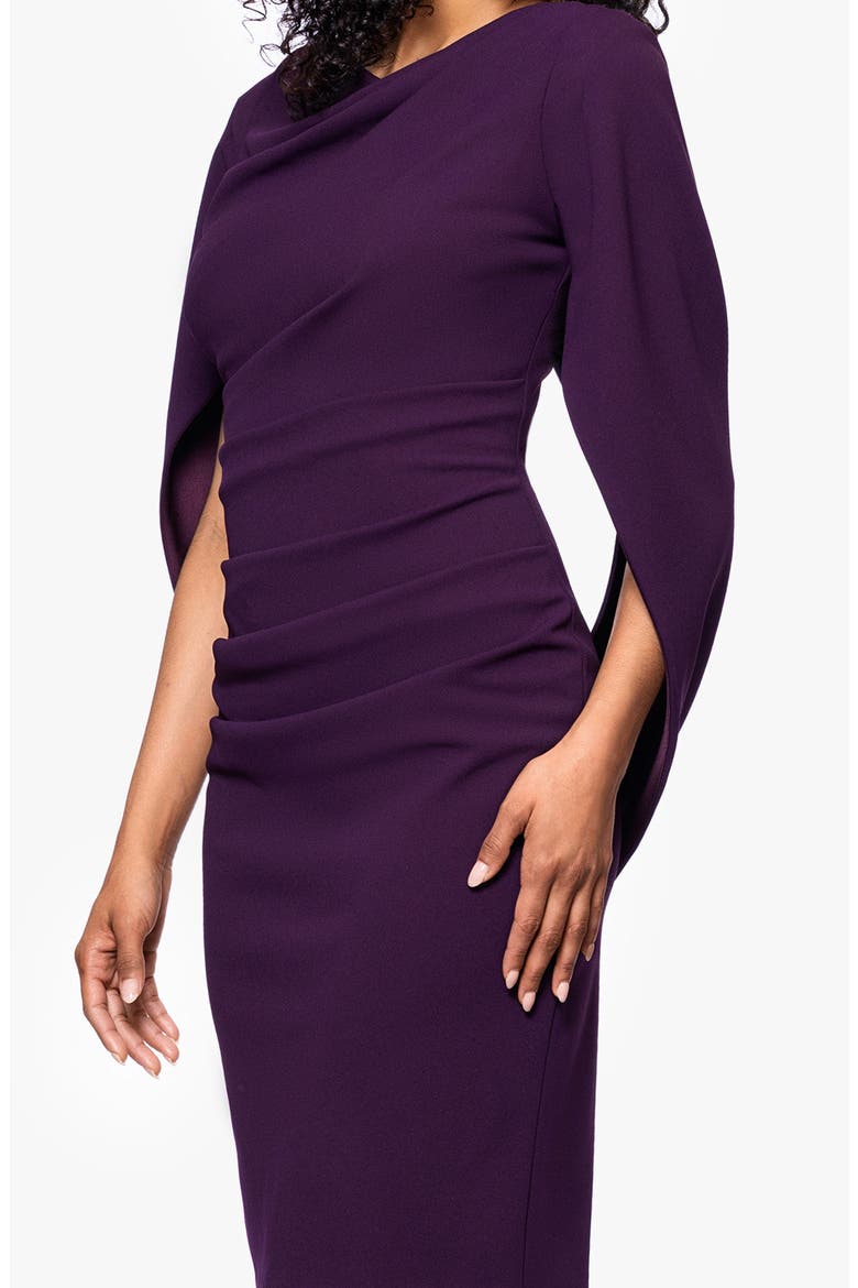 Drape Back Scuba Crepe Cocktail Dress, Alternate, color, MULBERRY