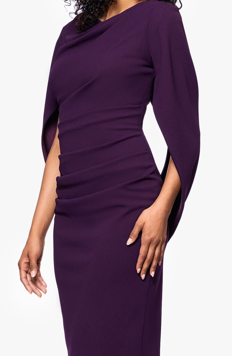Betsy & Adam Drape Back Scuba Crepe Cocktail Dress, Alternate, color, Mulberry