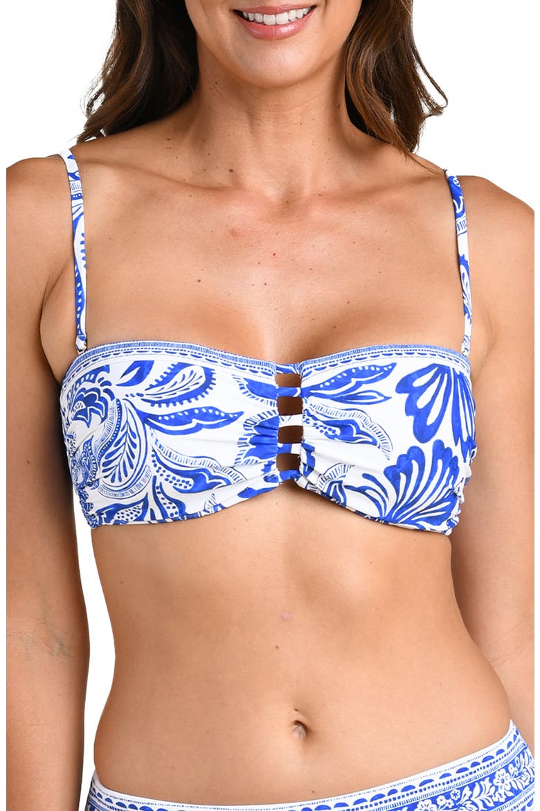 Botanical Brocade Cutout Bikini Top, Main, color, LAPIS